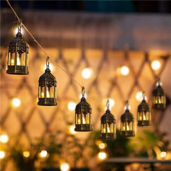 Gold Mini LED Lanterns Set of 10 Flickering Wedding Party Table Centerpieces - Picture 4 of 7